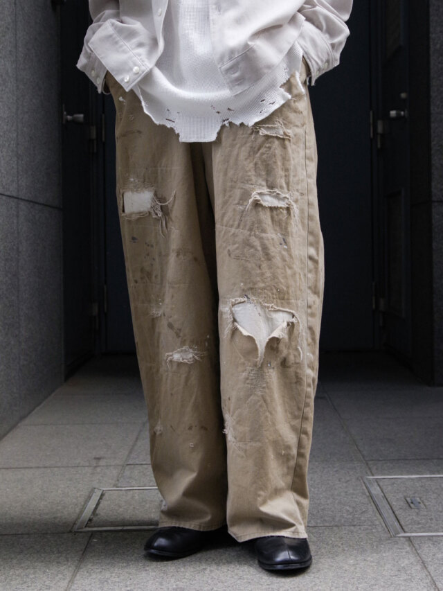 ANCELLM "REMAKE WIDE CHINO TROUSERS" - BROWN