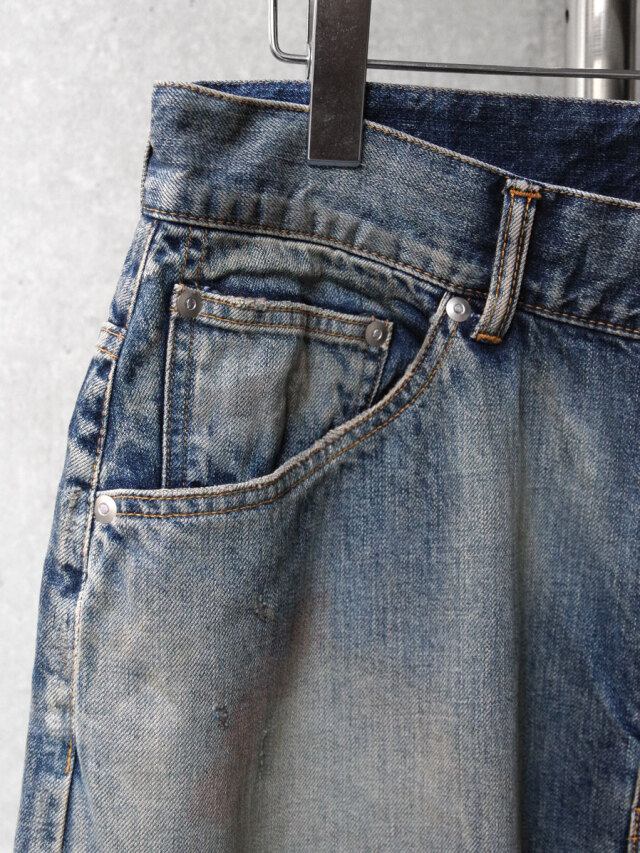 25ss ANCELLM アンセルムTAPRED 5Pデニムパンツ インディゴ ANCELLM - P/DAMAGE DENIM STRAIGHT 5P PANTS | INDIGO | デニム