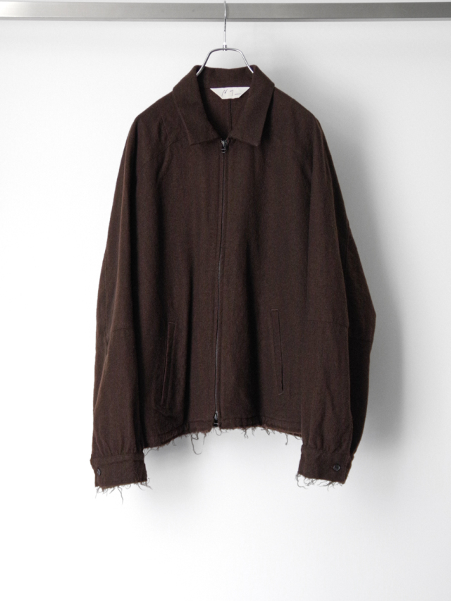 ANCELLM "SHRINK WOOL ZIP-UP SHIRT JACKET" - BROWN