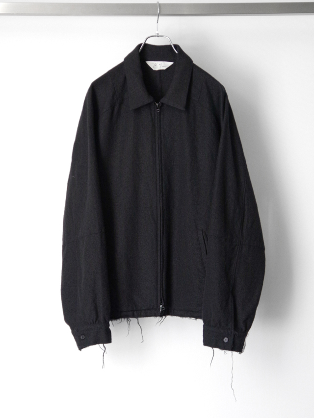 ANCELLM "SHRINK WOOL ZIP-UP SHIRT JACKET" - BLACK