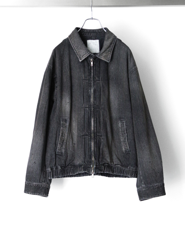 ANCELLM "AGING DENIM TUCK JACKET" - BLACK