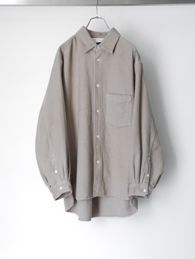 ANCELLM "BRUSHED COTTON OVER SHIRT" - GREIGE