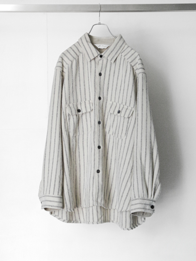 ANCELLM "STRIPE BOXY WORK SHIRT" - IVORY