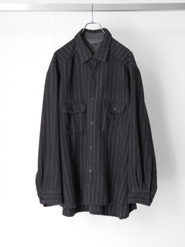 ANCELLM "STRIPE BOXY WORK SHIRT" - BLACK