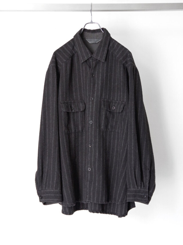 ANCELLM "STRIPE BOXY WORK SHIRT" - BLACK