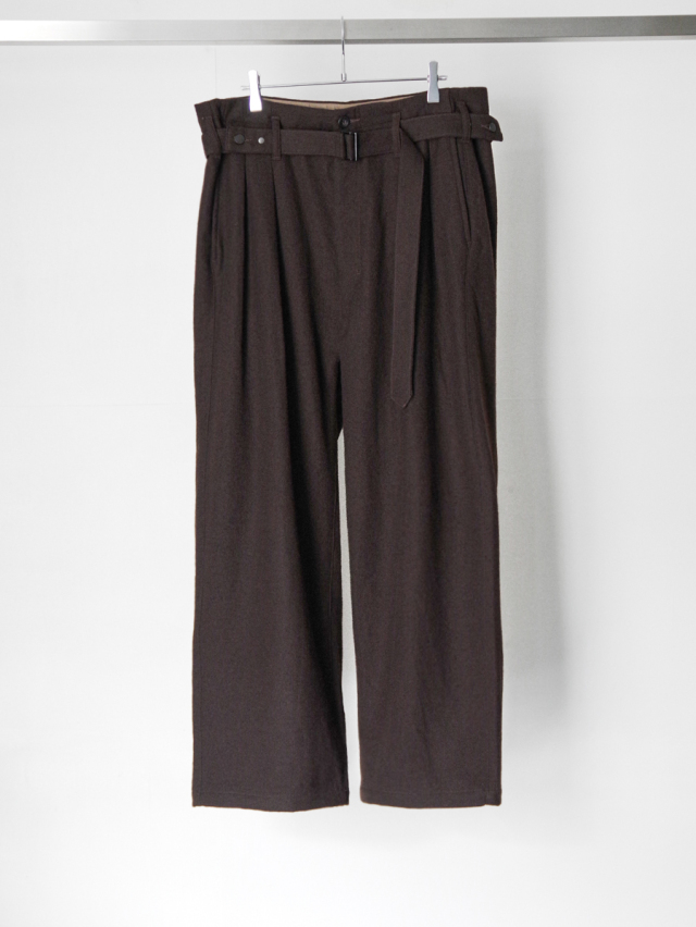 ANCELLM "WOOL BELTED WIDE SLACKS" - BROWN