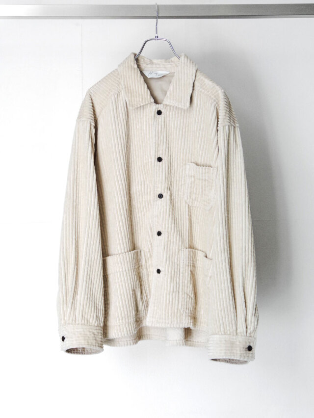 ANCELLM "CORDUROY OPEN COLLAR SHIRT" - IVORY
