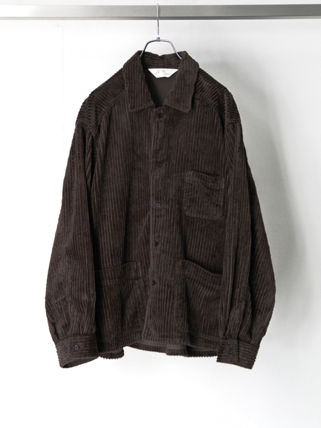 ANCELLM "CORDUROY OPEN COLLAR SHIRT" - BROWN