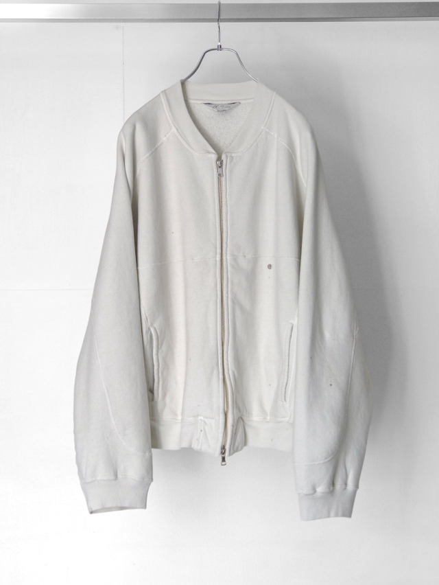 ANCELLM "FLEECE-LINED SWEAT VERSITY SHIRT" - WHITE