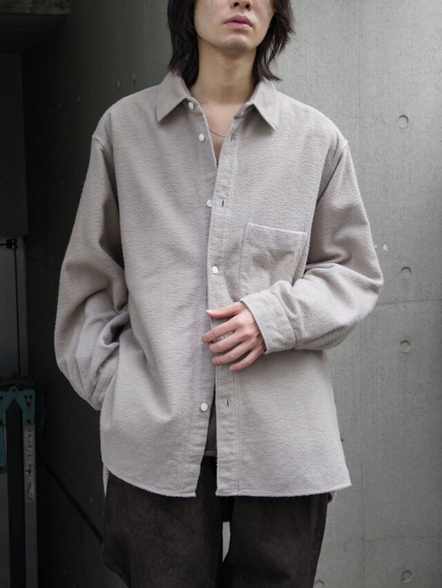ANCELLM "BRUSHED COTTON OVER SHIRT" - GREIGE