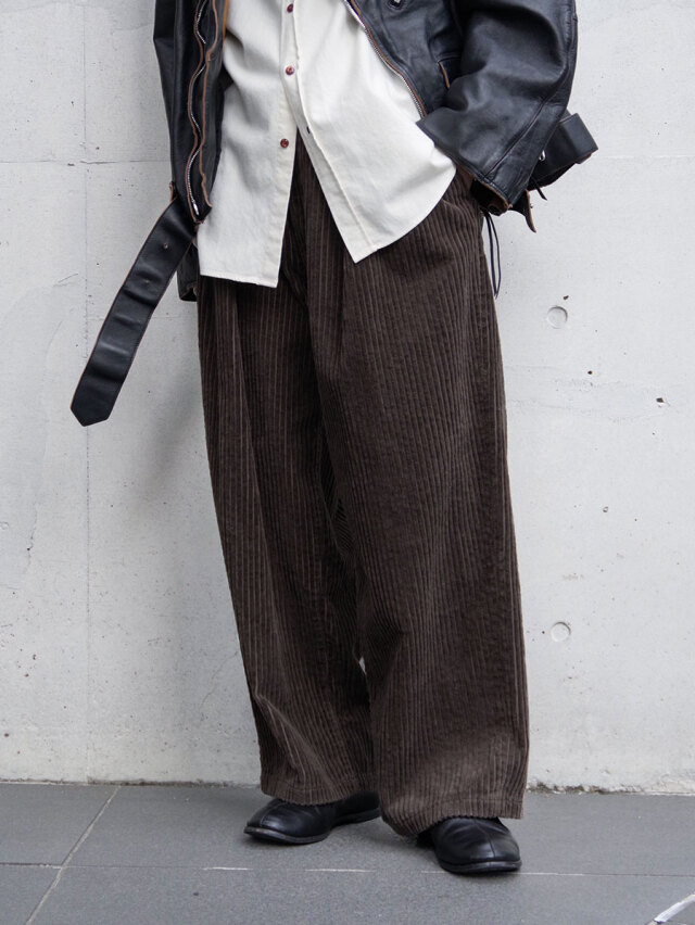 ANCELLM "CORDUROY WIDE SLACKS" - BROWN