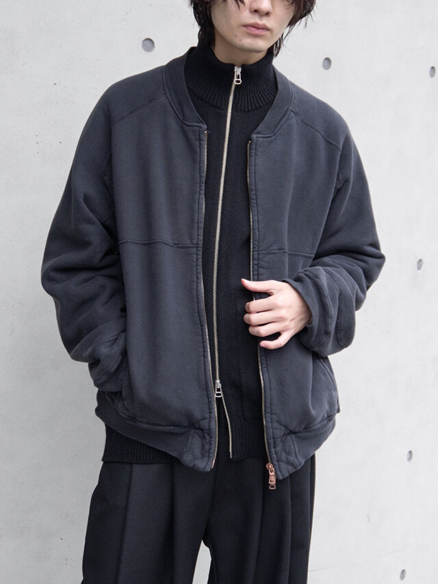 ANCELLM "FLEECE-LINED SWEAT VERSITY SHIRT" - BLACK