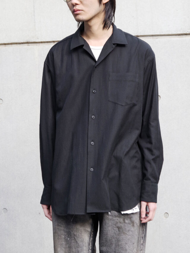 YOKO SAKAMOTO "OPEN COLLAR SHIRT" - BLACK