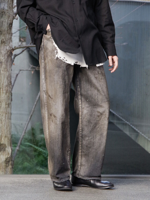 ANCELLM "AGING MIDDLE STRAIGHT 5P DENIM PANTS" - BLACK