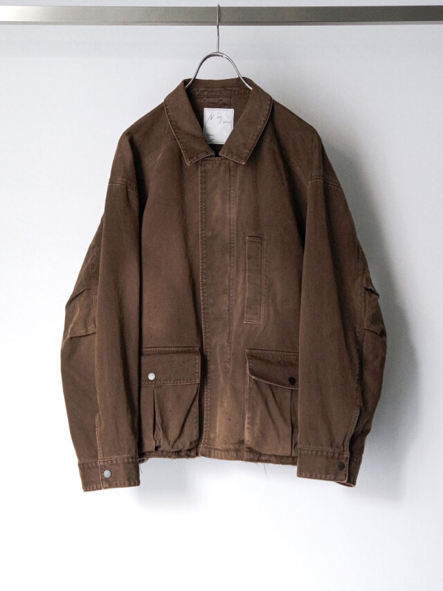 ANCELLM "HIGHCOUNT DRILL AGING JACKET" - BROWN