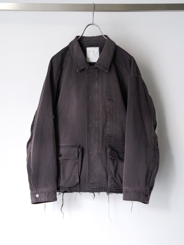 ANCELLM "HIGHCOUNT DRILL AGING JACKET" - BLACK