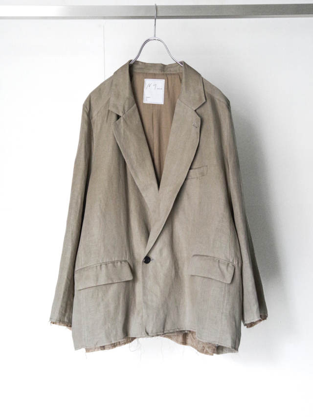 ANCELLM "100/S LINEN TAILORED JACKET" - KHAKIBEIGE