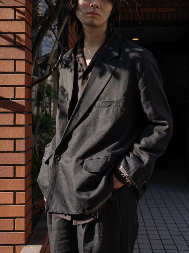 ジャケット・アウター 100/S LINEN TAILORED JACKET(BLACK) size1 100/S LINEN TAILORED JACKET(BROWN) – ANCELLM