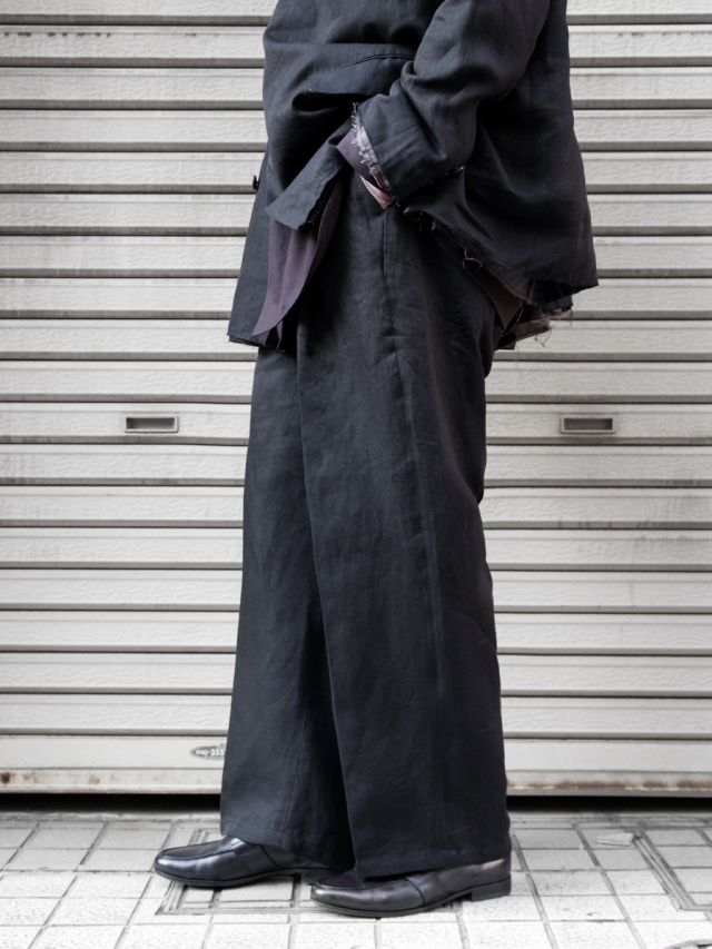捕*虜様 ANCELLM 26ss 100/S LINEN TUCK SLACK ANCELLM（アンセルム） 