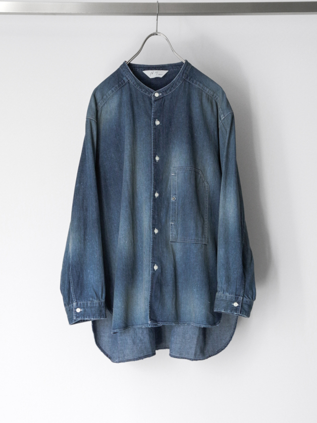 ANCELLM "DENIM BAND COLLAR SHIRT" - INDIGO
