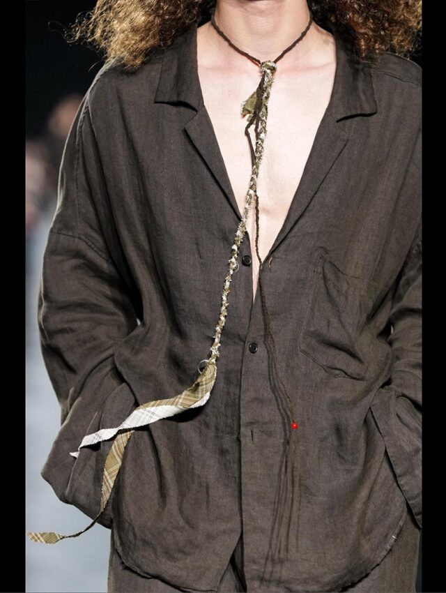 ANCELLM "100/S LINEN TAILORED SHIRT" - BLACK