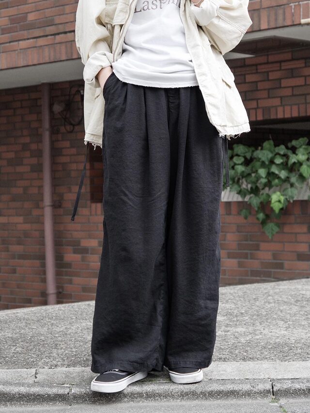 ANCELLM "S/L TUCK EASY SLACKS" - BLACK