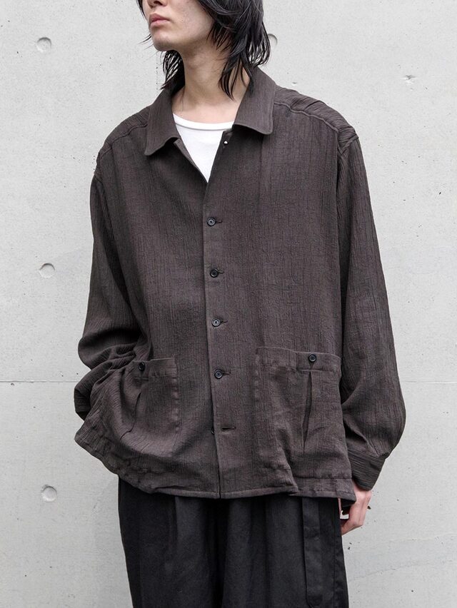 ANCELLM "CREPE SHIRT JACKET" - BROWN