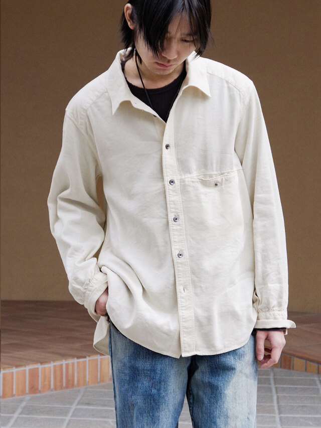 ANCELLM "L/S NEP BOXY SHIRT" - D.WHITE