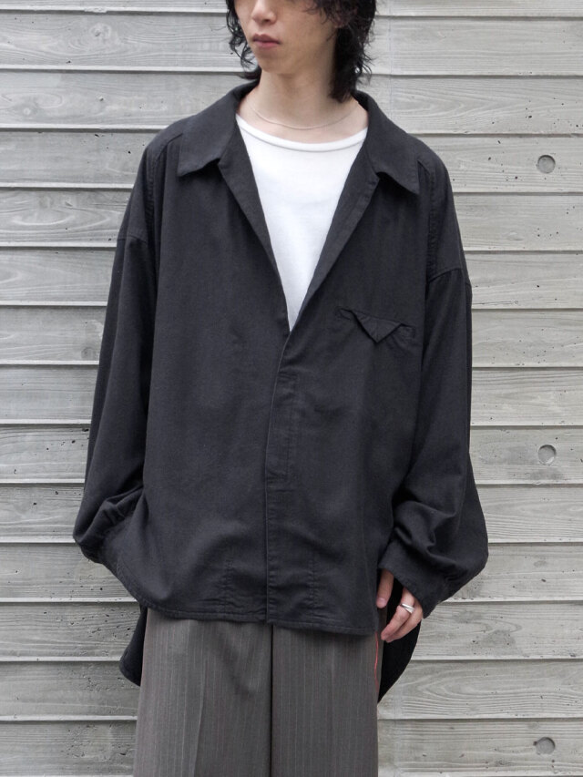 ANCELLM "SILK NEP LONG SHIRT" - BLACK