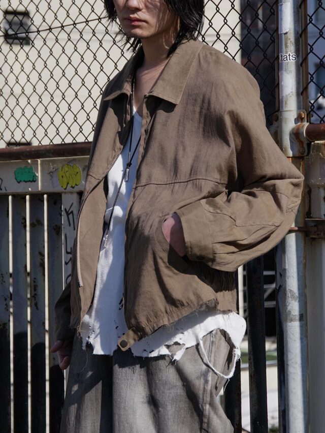 ANCELLM "L/N ZIPUP SHIRT JACKET" - BROWN