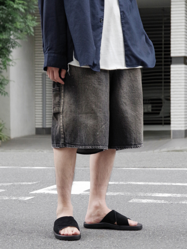 ANCELLM "DENIM PAINTER SHORTS" - BLACK