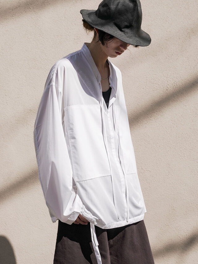 ANEI アーネイ/22AW 異素材切替え アシンメトリーシャツ ホワイト 3 2024SS】ANEI (アーネイ) 