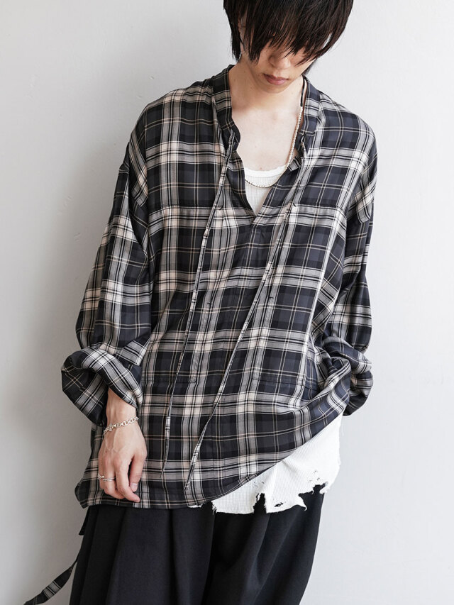 ANEI "RIBBON TUNIC PLAID" - CHARCOAL PLAID
