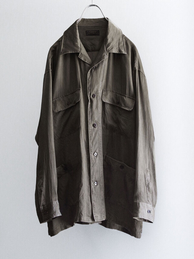 ANTHEM A "PIGMENT CUPRO OPEN COLLAR SHIRTS" - KHAKI