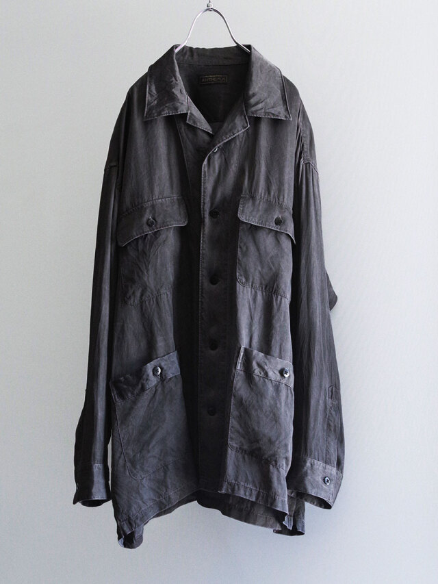 ANTHEM A "PIGMENT CUPRO OPEN COLLAR SHIRTS" - CHARCOAL