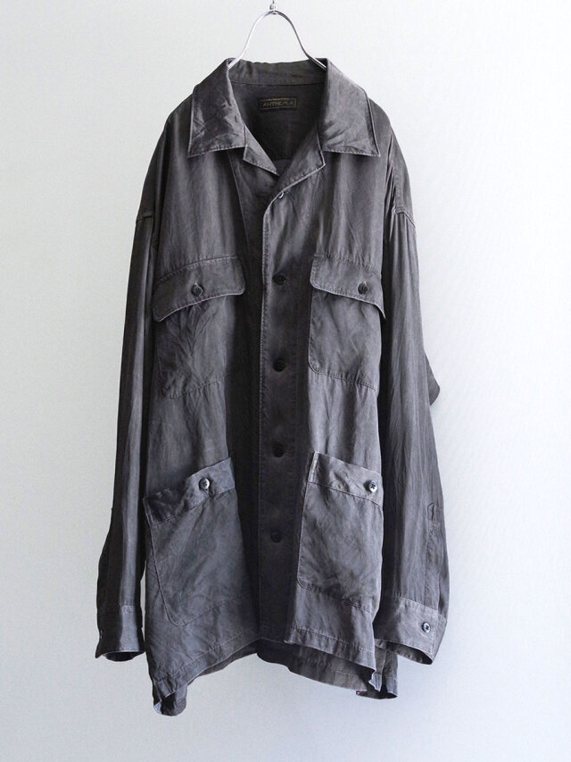ANTHEM A "PIGMENT CUPRO OPEN COLLAR SHIRTS" - CHARCOAL