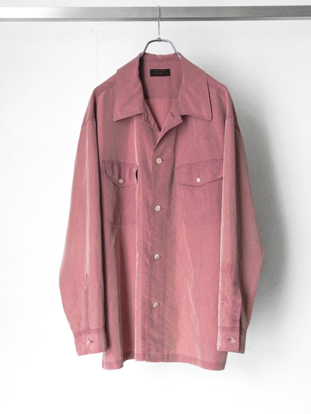 ANTHEM A "POWDERY FADE POPLIN OPEN COLLAR SHIRTS" - FOG PINK