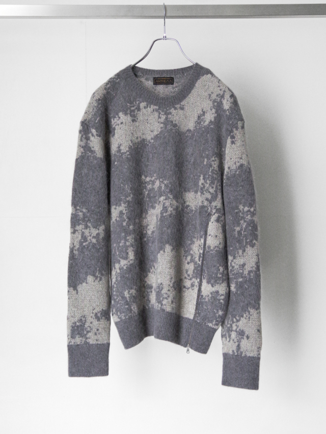 ANTHEM A "SURI-ALPACA JACQUARD KNIT PULLOVER" - GRAY