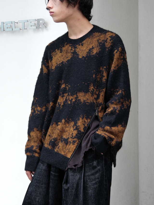 ANTHEM A "SURI-ALPACA JACQUARD KNIT PULLOVER" - BLACK