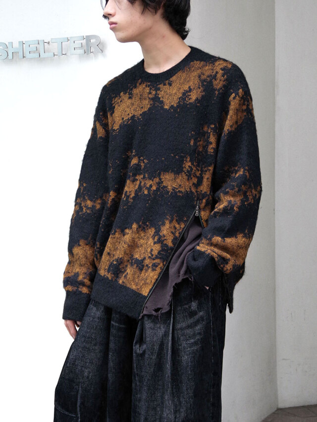 ANTHEM A "SURI-ALPACA JACQUARD KNIT PULLOVER" - BLACK