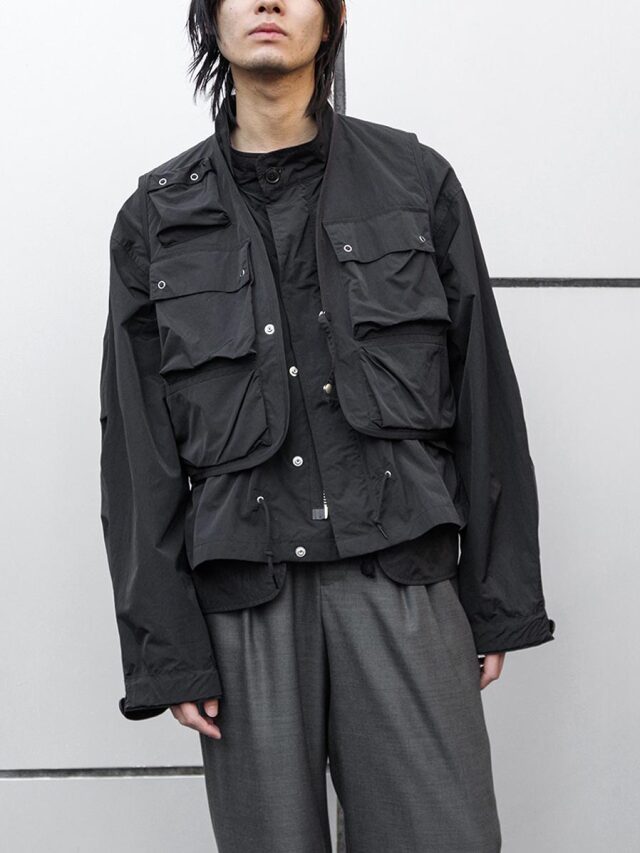 ANTHEM A "DOCKING NYLON SHORT BLOUSON" - BLACK