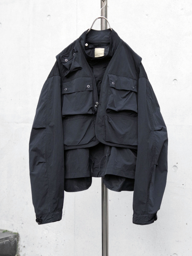 ANTHEM A "DOCKING NYLON SHORT BLOUSON" - BLACK