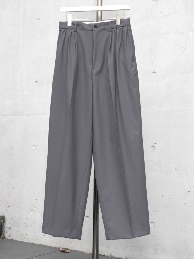 ANTHEM A "WOOL TROPICAL SIDE GATHER SLACKS" - GRAY