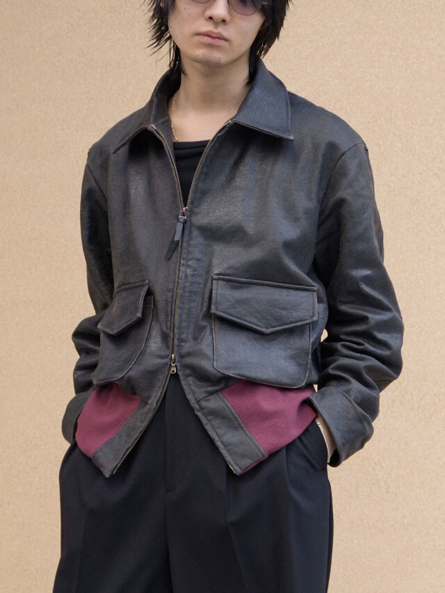 ANTHEM A "CRACK TERRY BLOUSON" - BROWN