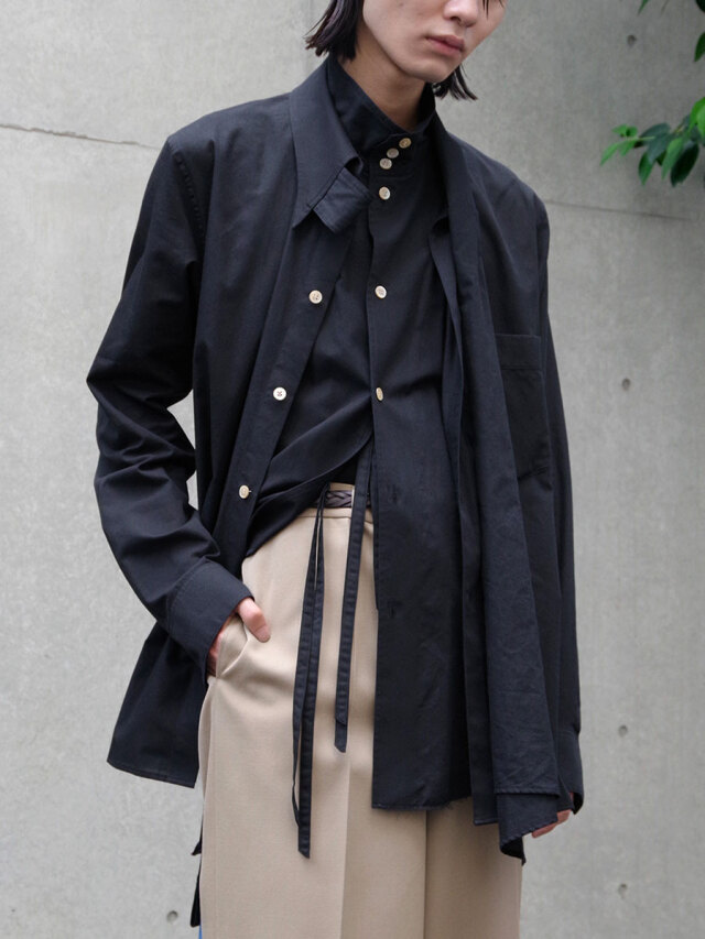 BED J.W. FORD "LAYERED SCARF SHIRTS" - BLACK