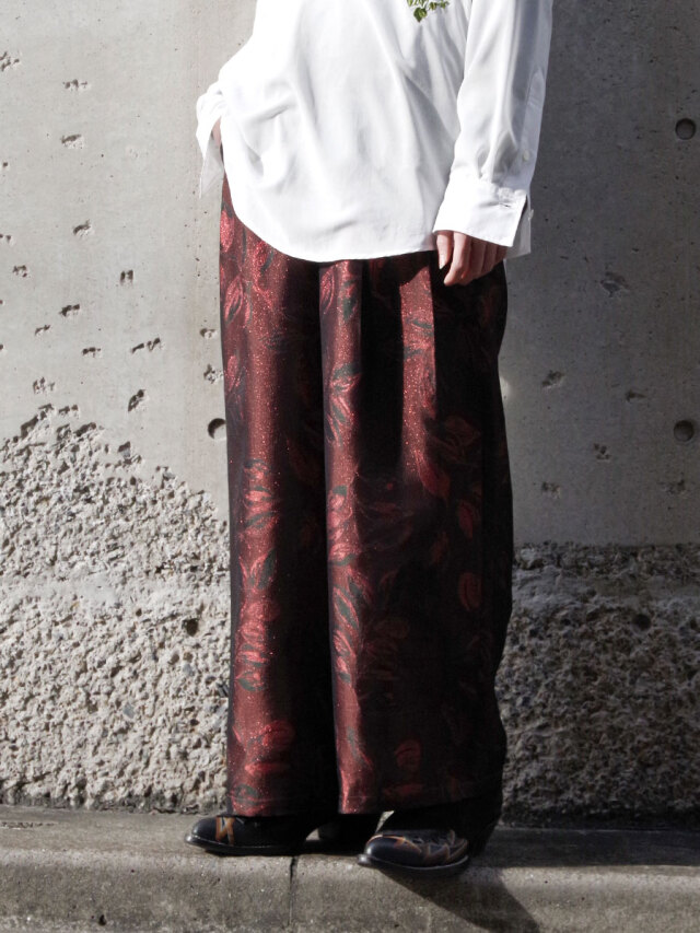 BED J.W. FORD "JACQUARD WIDE TROUSERS" - FOREST