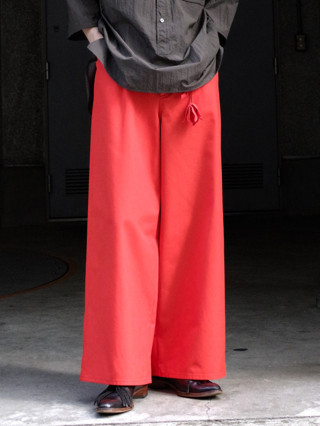 BED J.W. FORD "COTTON CANVAS WIDE TROUSERS" - RED