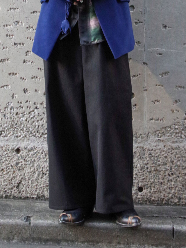 BED J.W. FORD "COTTON CANVAS WIDE TROUSERS" - BLACK
