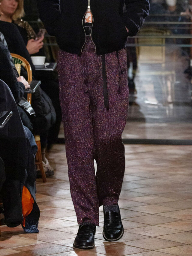 BED J.W. FORD "GLITTER DOUBLE WAIST PANTS" - PURPLE