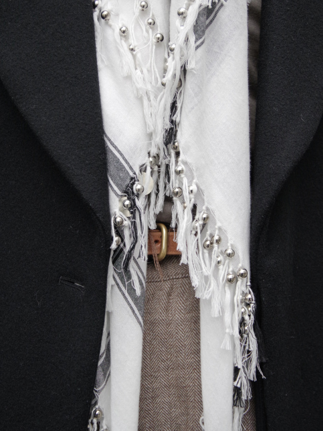 小物 bed j.w. ford hand embroidery scarf 23aw BED J.W. FORD(ベッドフォード)のHand Embroidery Scarf GREENの